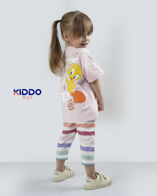 تیشرت شلوارک دخترانه چاپی کد 04185 - Image 2